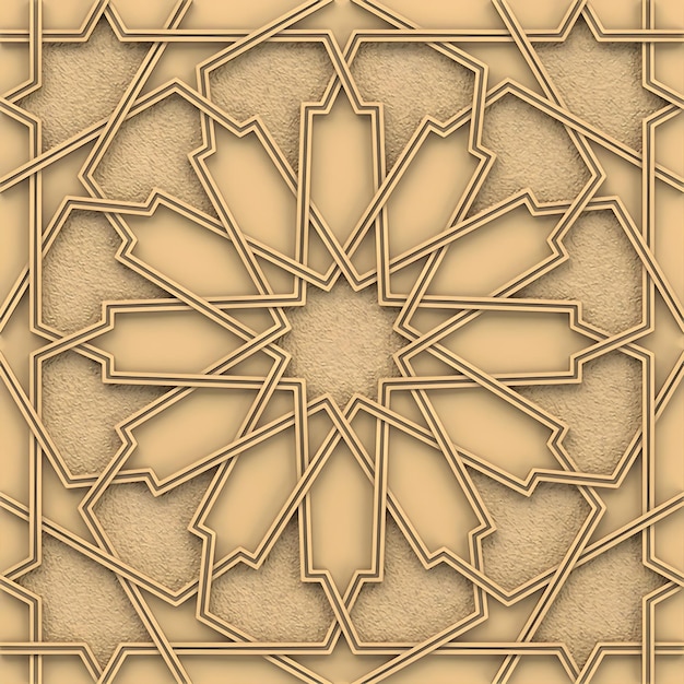 Un azulejo marrón con un patrón geométrico hecho por el artista kashan.