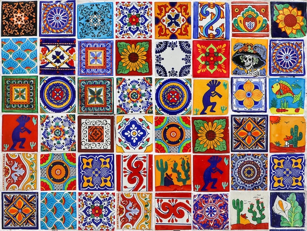 Azulejo mexicano fundo colorido brilhante multicolorido