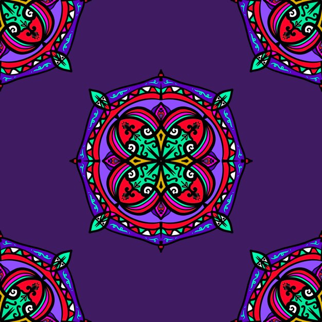 Azulejo de patrones sin fisuras con mandala elementos decorativos vintage ilustración Mandala étnica