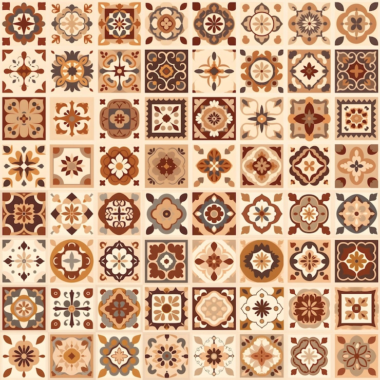 Foto azulejos azulejos de cerâmica de parede com padrão sem costura um pano de fundo repetitivo um conjunto de azulejos quadrados em cores bege e marrom com fundo repetitivo