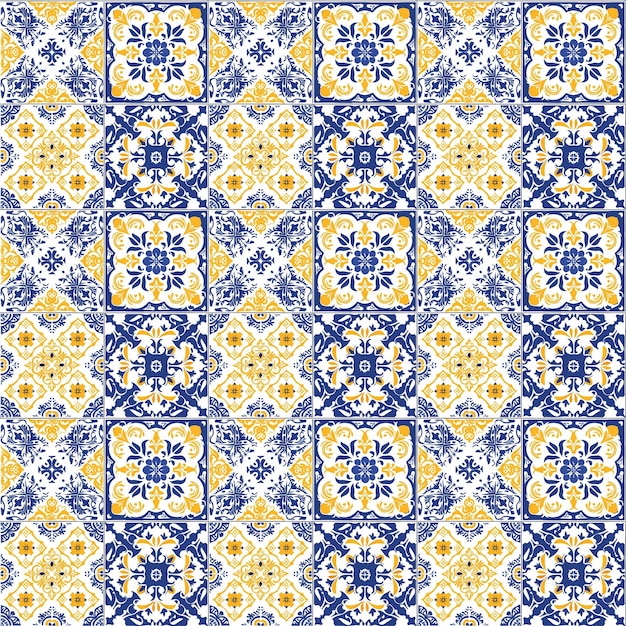 azulejos azules de fondo azulejos de mosaico retro de moda antigua cerámica de pared tradicional española de época