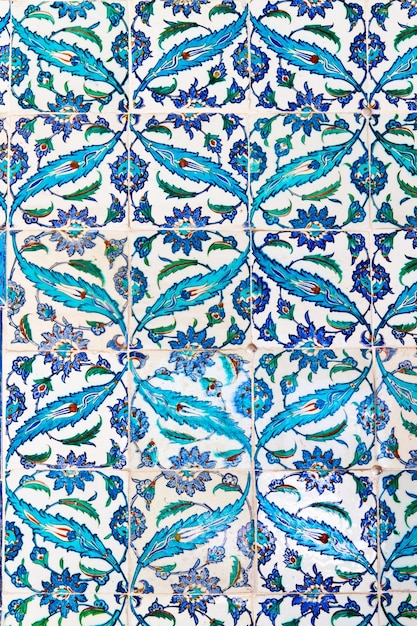 Azulejos azules hechos a mano del Palacio de Topkapi