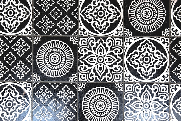 Azulejos blancos y negros en el estilo vintage, se pueden utilizar como fondo