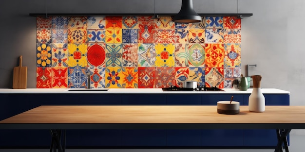 Foto azulejos de cerámica para diseño gráfico de cocina y pared con un resaltador