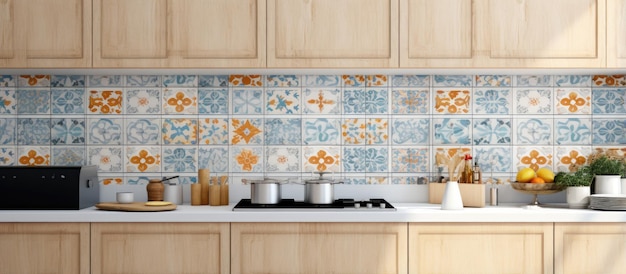 Foto azulejos coloridos para la pared de la cocina que diseñan azulejos digitales para la pared de la cocina