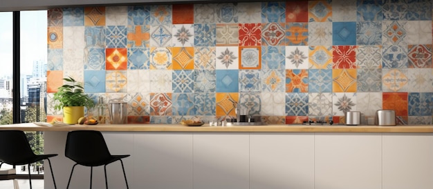 Foto azulejos coloridos para la pared de la cocina que diseñan azulejos digitales para la pared de la cocina