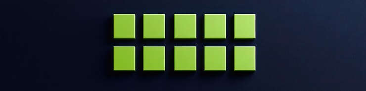 Foto azulejos cuadrados verdes sobre un fondo negro