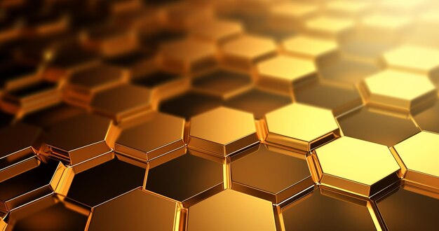 azulejos de células hexagonais dourados no interior de decoração de luxo feixe de mel de metal dourado