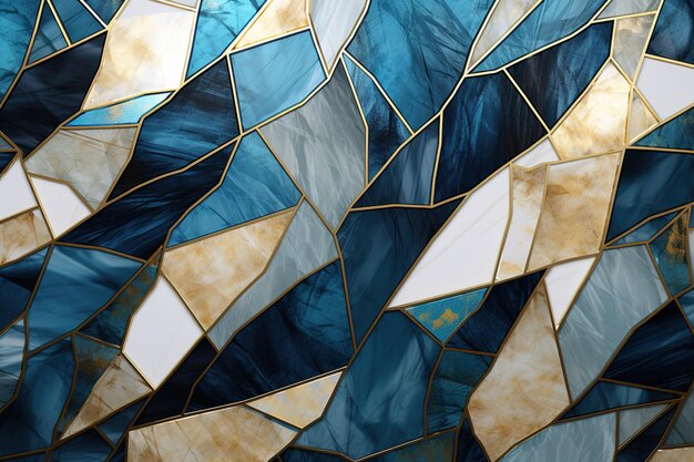 Foto azulejos de mármore preto branco azul dourado geométrico ilustração de mármore de moda textura de pedra artificial