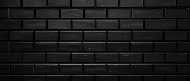 Foto azulejos de metrô de tijolos pretos textura de parede de cerâmica fundo de azulejos largos bandeira panorama padrão sem costura
