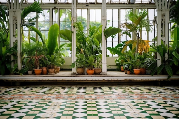 azulejos em um jardim botânico ou estufa