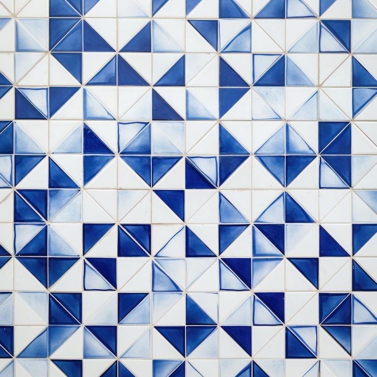 Foto los azulejos de fondo de patrón azul son de arquitectura blanca