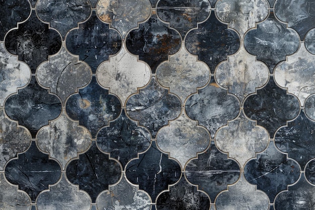 Los azulejos de pared de porcelana de mosaico geométrico vintage negros y grises