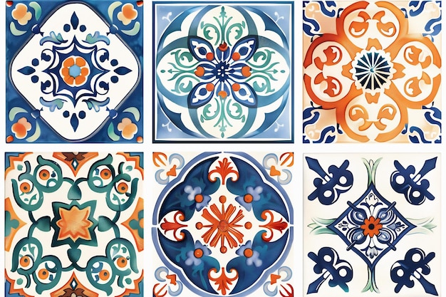 azulejos portugueses sem costura patchwork colorido de azulejo azulejos Espanha decoração islâmico árabe indiano