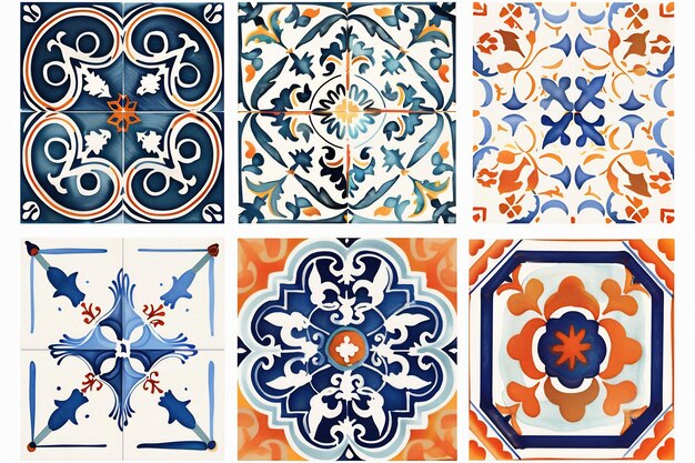 Foto azulejos portugueses sem costura patchwork colorido de azulejo azulejos espanha decoração islâmico árabe indiano