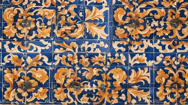 Foto azulejos tradicionais decorados portugueses.