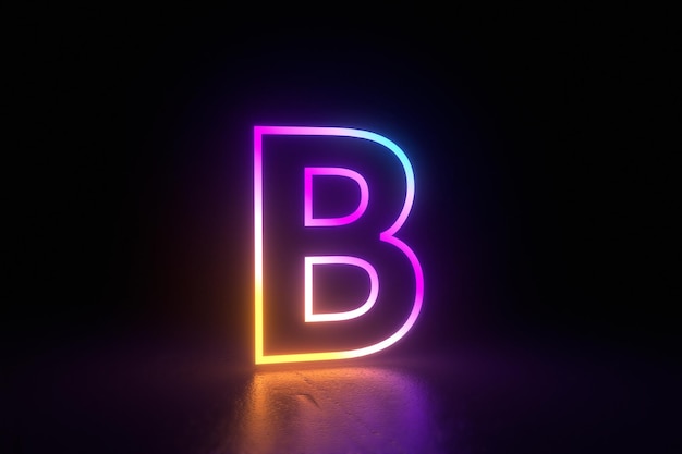 b buchstabe charakter neon isoliert reflexion illustration 3d rendern. 3D-Darstellung