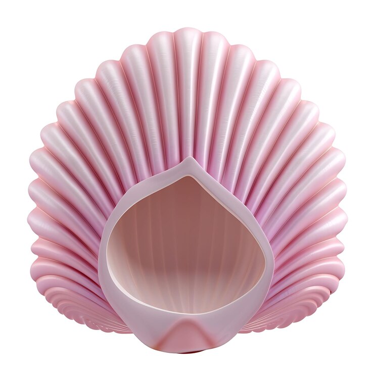 Foto b2 icon 3d de concha com cristas e uma concha aberta é um objeto modelo rosa em fundo limpo
