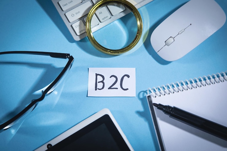 Foto b2c en papel con objetos comerciales