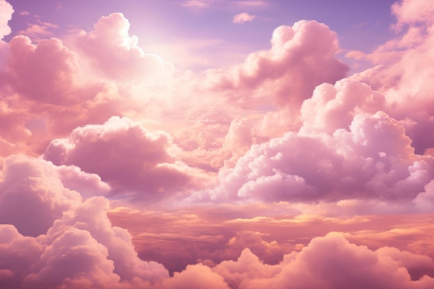 Foto ba o pôr-do-sol de tirar o fôlego sobre um oceano de nuvens cor-de-rosa