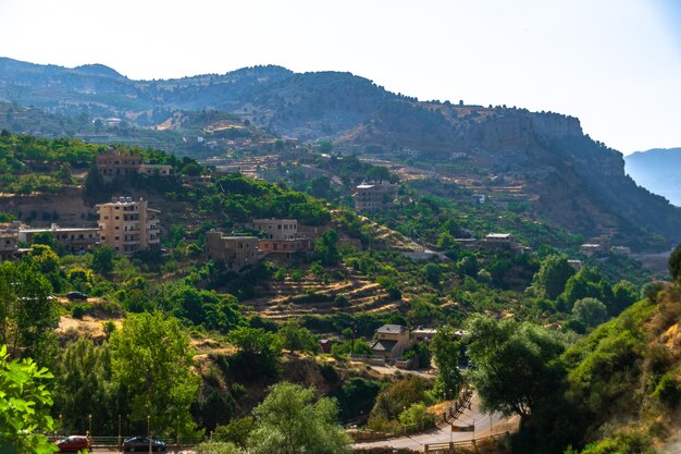 Foto baaqline river wasserfälle, berg libanon