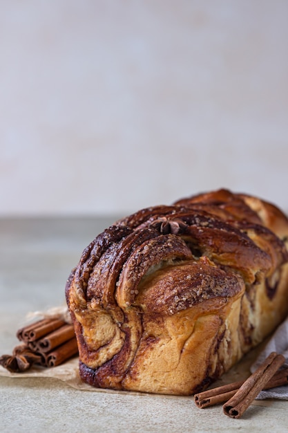 Babka o pan brioche con canela y azúcar