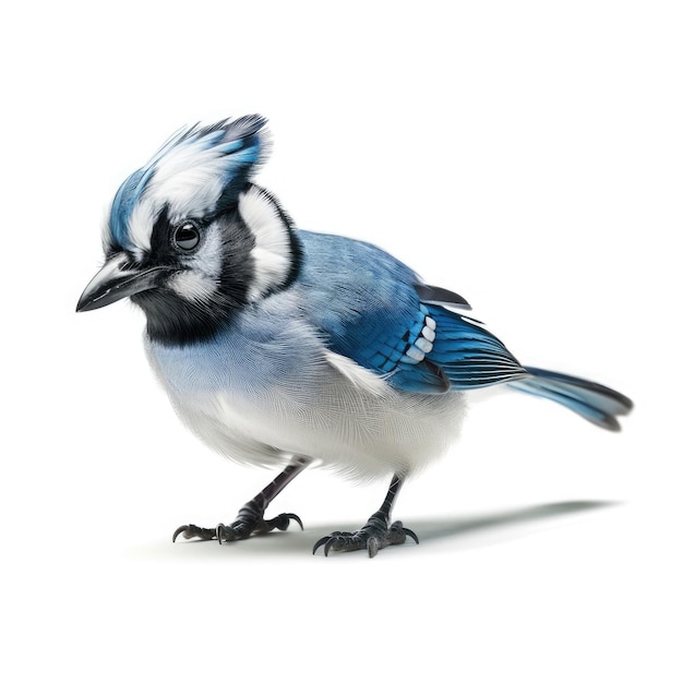 Baby Blue Jay isoliert auf weißem generativem AI