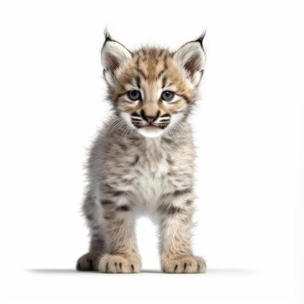 Baby Bobcat isoliert auf weißem generativem AI