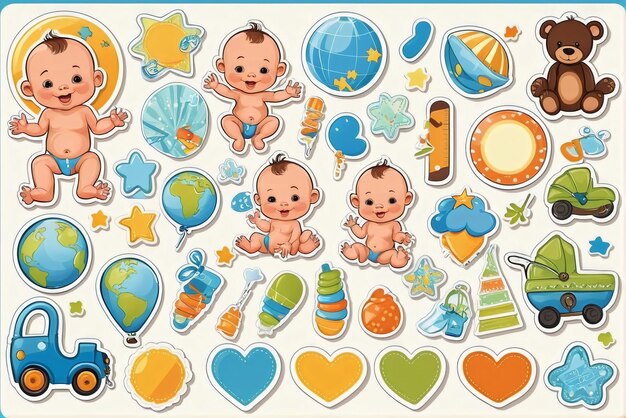 Foto baby boy scrapbook set scrapbooking elementos decorativos etiquetas etiquetas adhesivos notas