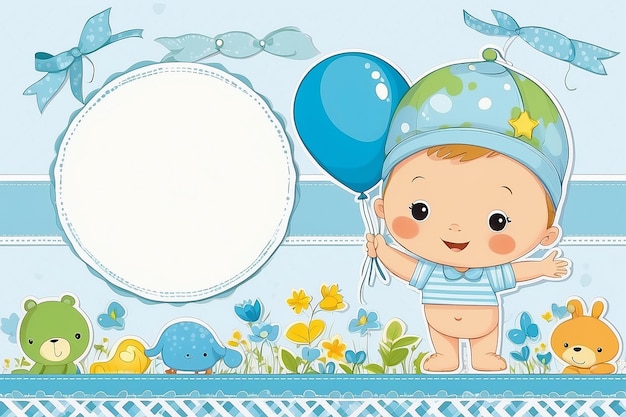 Baby-Boy-Shower-Karte Ankunftskarte mit Platz für Ihren Text