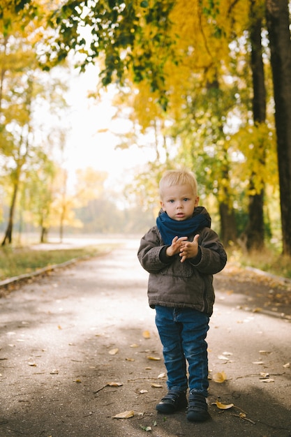 Baby, das im Herbstpark spazieren geht