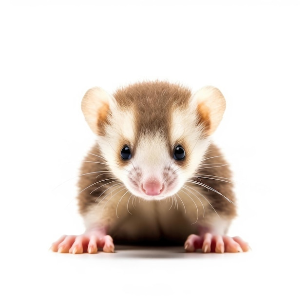 Baby Ferret aislado en blanco IA generativa