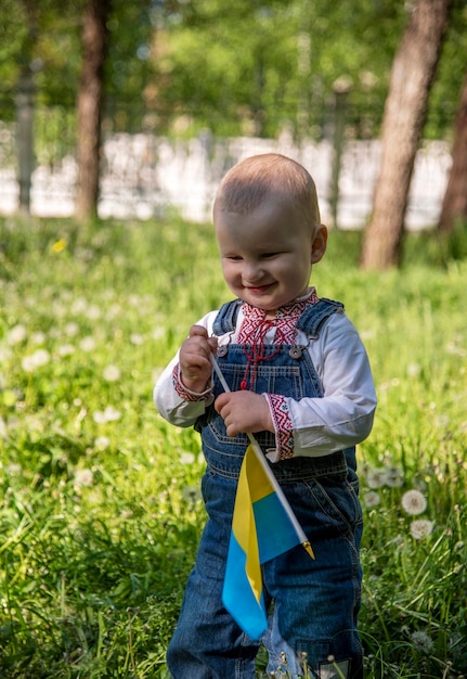 Baby im ukrainischen Vyshyvanka im Park