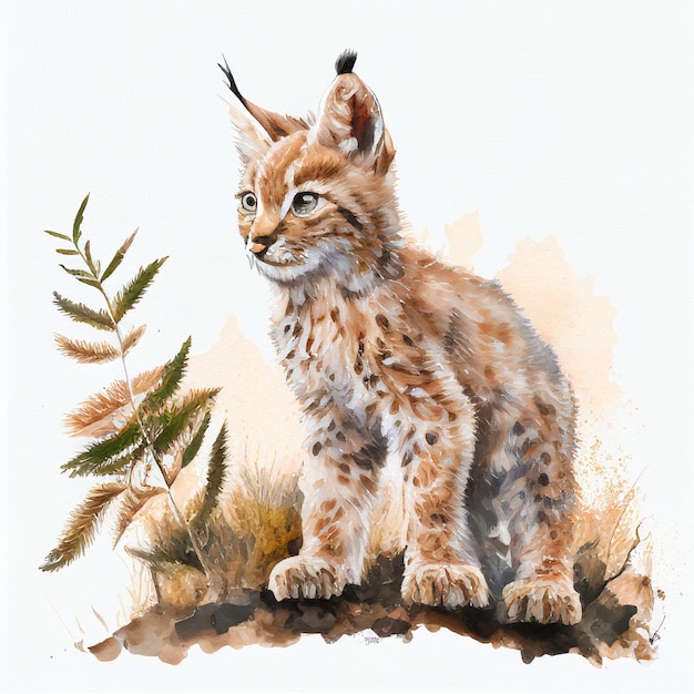 Baby-Luchs-Aquarellzeichnung Generative KI