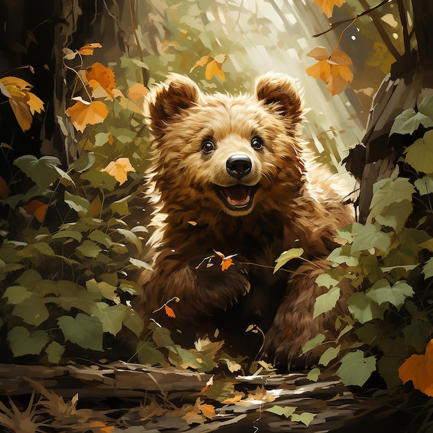 baby_of_bear_trying_to_catch_leaves