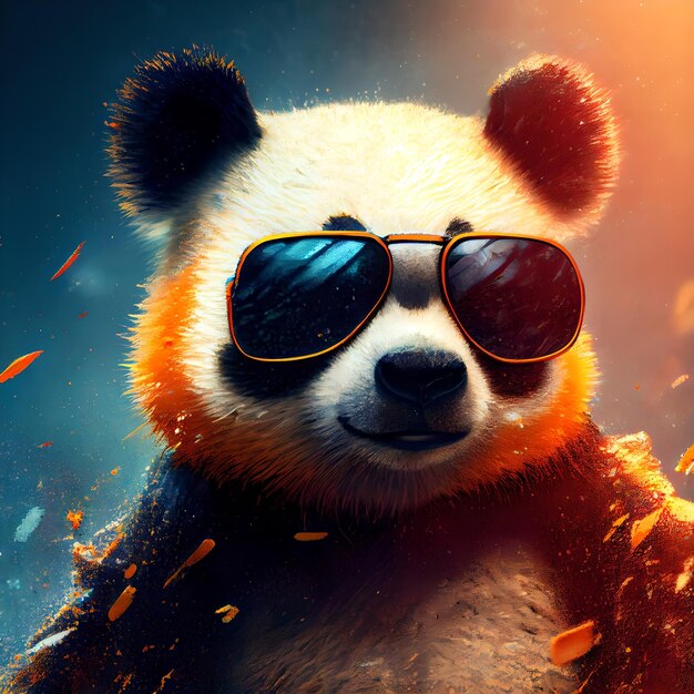Baby-Panda sieht entzückend vorne aus coole Panda mit Brille Illustration für soziale Netzwerke oder