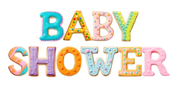 Baby shower palavra png fonte de cobertura de biscoito fundo transparente
