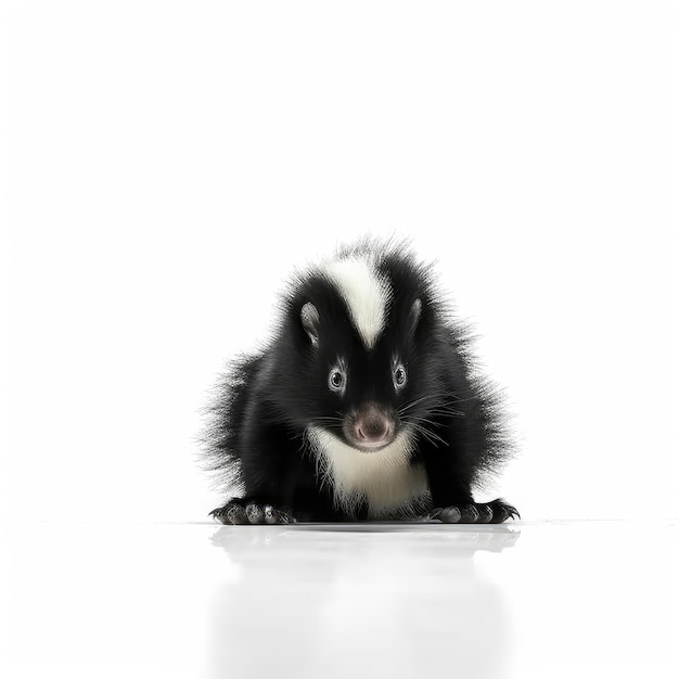 Baby Skunk aislado en blanco IA generativa