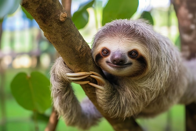 Baby Sloth in einem Baum in Costa Rica Generative KI