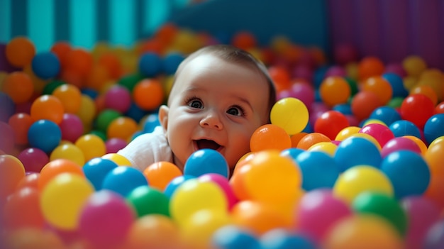 Baby spielt in einem Bällebad