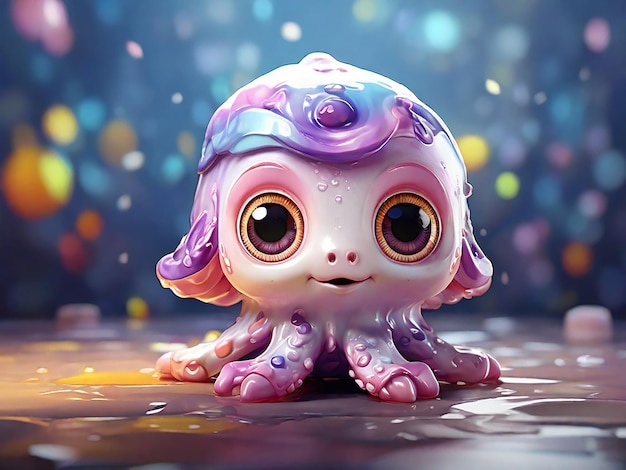 Foto baby squid cute smiling in a colorful style