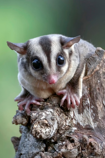 Baby sugar glider en la rama de un árbol