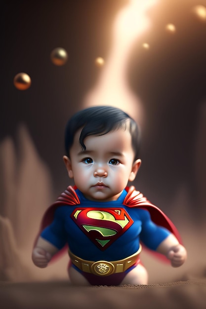 Baby-Superman-Porträt-Wallpaper Ai generiert