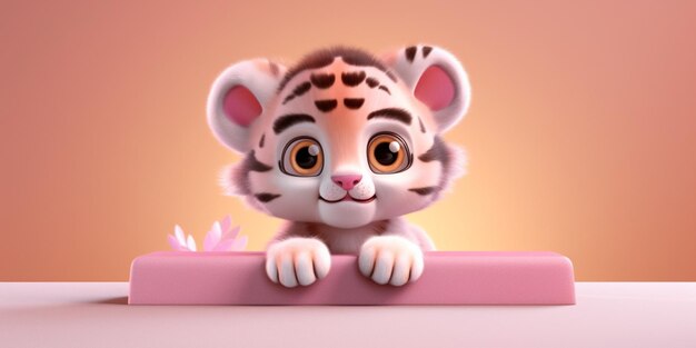 Baby-Tiger süßes Tier Ton Cartoon-Animation KI generiert