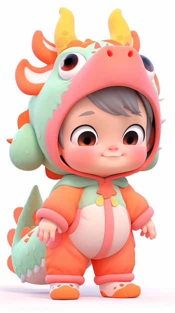Baby trägt ein süßes Drachenkostüm Jahr des Drachen Zeichentrickfilms IP Charakterkonzept Illustration