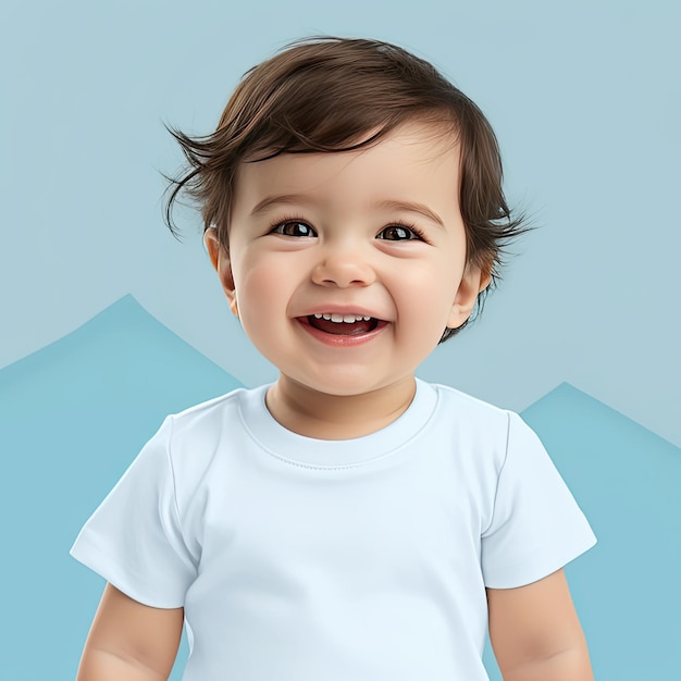 Baby trägt ein weißes T-Shirt ohne Muster