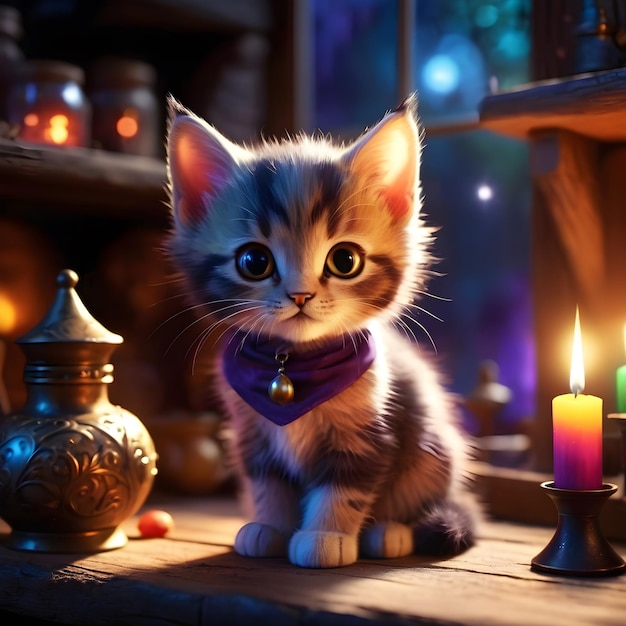 Baby Witch Cat es una colorida luz brillante que trae felicidad y alegría a todos los que conoce S