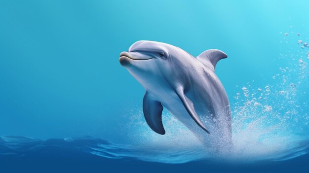 Babydelfin, einfarbiger Hintergrund UHD 8k Generative Ai