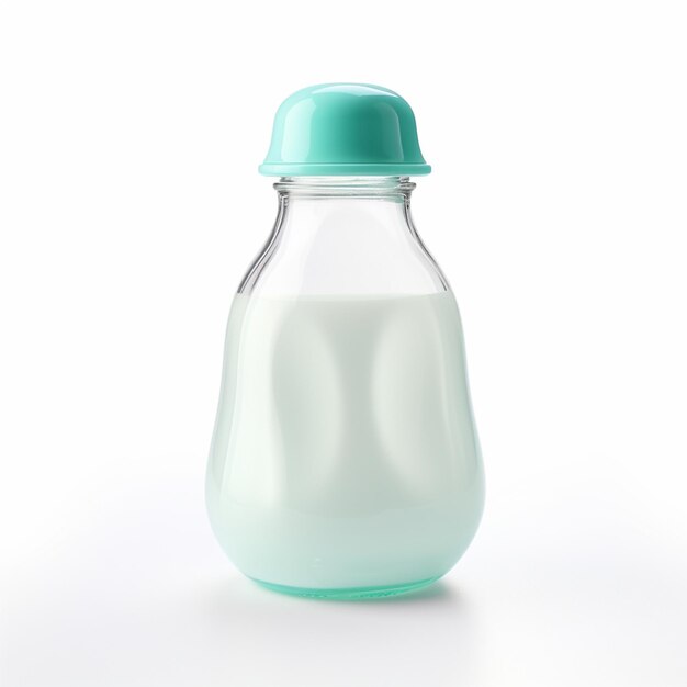 Babyflasche mit Milch auf weißem Hintergrund