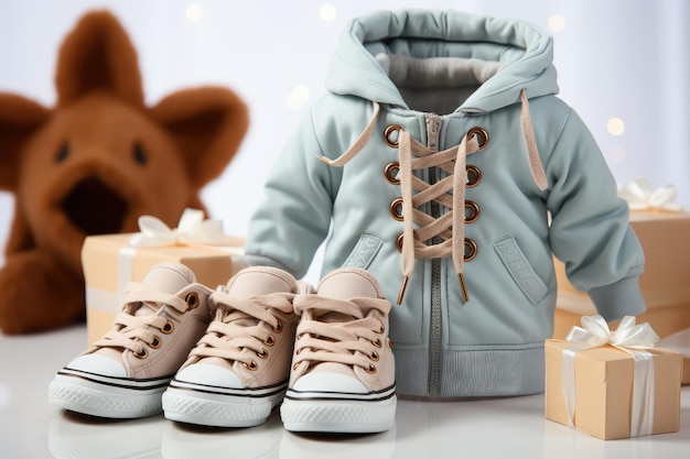 Babykleidung, Schuhe, Spielzeug und Accessoires, professionelle Werbefotografie